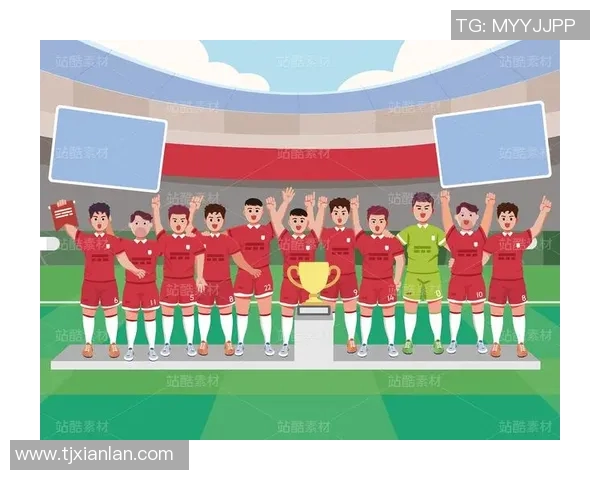三个足球明星的卡通形象抱团欢庆的趣味插画设计